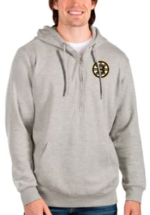 Antigua Boston Bruins Mens Grey Action Long Sleeve 1/4 Zip Pullover