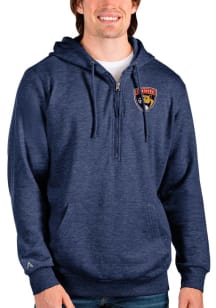 Antigua Florida Panthers Mens Navy Blue Action Long Sleeve 1/4 Zip Pullover