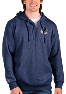 Antigua Vancouver Canucks Mens Navy Blue Action Long Sleeve 1/4 Zip Pullover