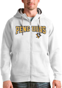 Antigua Pittsburgh Penguins Mens White Victory Full Long Sleeve Full Zip Jacket