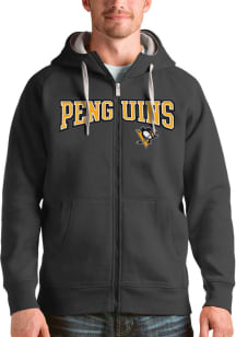 Antigua Pittsburgh Penguins Mens Charcoal Victory Full Long Sleeve Full Zip Jacket