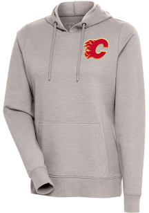 Antigua Calgary Flames Womens Oatmeal Action Crew Sweatshirt