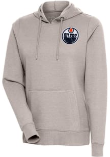 Antigua Edmonton Oilers Womens Oatmeal Action Crew Sweatshirt