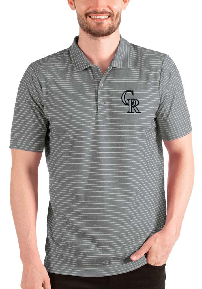 Men's Colorado Rockies Antigua Black Tribute Polo