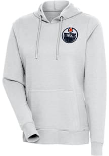Antigua Edmonton Oilers Womens Grey Action Hooded Sweatshirt