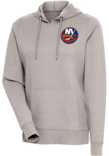 Antigua New York Islanders Womens Oatmeal Action Hooded Sweatshirt