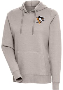 Antigua Pittsburgh Penguins Womens Oatmeal Action Hooded Sweatshirt