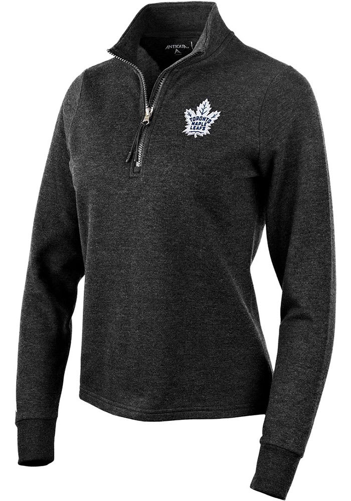 Antigua Toronto Maple Leafs Women's Black Confront 1/4 Zip Pullover, Black, 90 % Polyester / 10% SPANDEX, Size M, Rally House