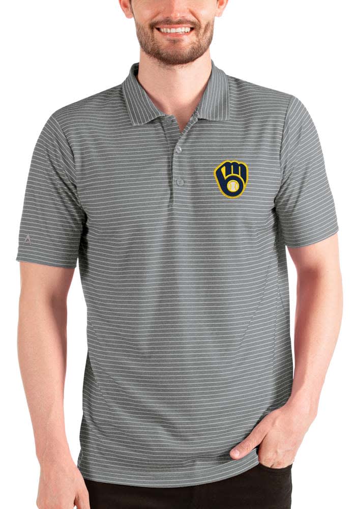 Milwaukee Brewers Antigua Compass Polo - Gray