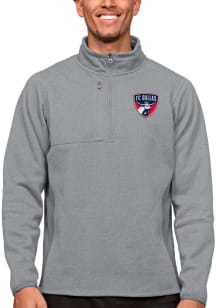 Antigua FC Dallas Mens Grey Course Long Sleeve 1/4 Zip Pullover