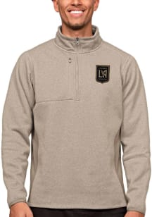 Antigua Los Angeles FC Mens Oatmeal Course Long Sleeve 1/4 Zip Pullover