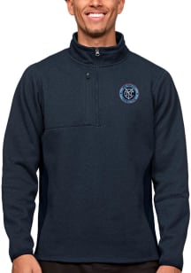 Antigua New York City FC Mens Navy Blue Course Long Sleeve 1/4 Zip Pullover