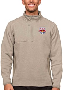 Antigua New York Red Bulls Mens Oatmeal Course Long Sleeve 1/4 Zip Pullover