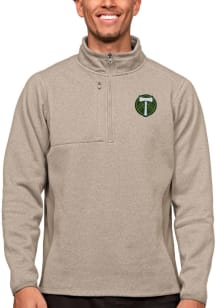 Antigua Portland Timbers Mens Oatmeal Course Long Sleeve 1/4 Zip Pullover