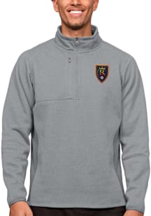 Antigua Real Salt Lake Mens Grey Course Long Sleeve 1/4 Zip Pullover