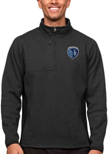 Antigua Sporting Kansas City Mens Black Course Long Sleeve 1/4 Zip Pullover