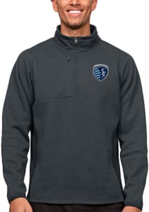 Antigua Sporting Kansas City Mens Charcoal Course Long Sleeve 1/4 Zip Pullover