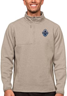 Antigua Vancouver Whitecaps FC Mens Oatmeal Course Long Sleeve 1/4 Zip Pullover