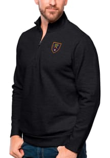 Antigua Real Salt Lake Mens Black Gambit Long Sleeve 1/4 Zip Pullover
