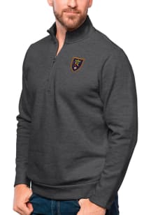 Antigua Real Salt Lake Mens Charcoal Gambit Long Sleeve 1/4 Zip Pullover