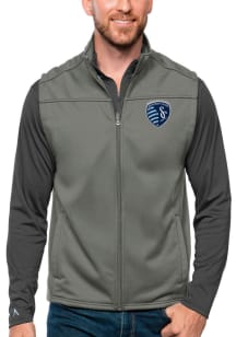 Antigua Sporting Kansas City Mens Grey Links Golf Sleeveless Jacket