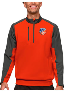 Antigua FC Cincinnati Mens Orange Team Long Sleeve 1/4 Zip Pullover