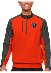 Antigua New York City FC Mens Orange Team Long Sleeve 1/4 Zip Pullover