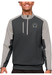 Antigua Philadelphia Union Mens Grey Team Long Sleeve 1/4 Zip Pullover