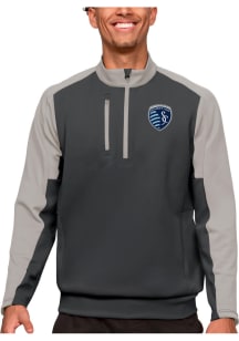 Antigua Sporting Kansas City Mens Grey Team Long Sleeve 1/4 Zip Pullover