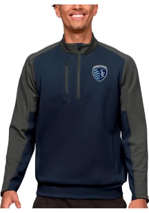 Antigua Sporting Kansas City Mens Navy Blue Team Long Sleeve 1/4 Zip Pullover