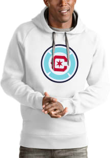 Antigua Chicago Fire Mens White Victory Long Sleeve Hoodie