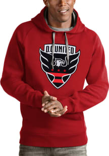 Antigua DC United Mens Red Full Front Victory Long Sleeve Hoodie