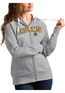 Antigua Boston Bruins Womens Grey Victory Full Long Sleeve Full Zip Jacket