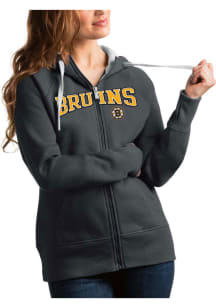 Antigua Boston Bruins Womens Charcoal Victory Full Long Sleeve Full Zip Jacket