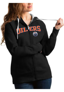 Antigua Edmonton Oilers Womens Black Victory Full Long Sleeve Full Zip Jacket