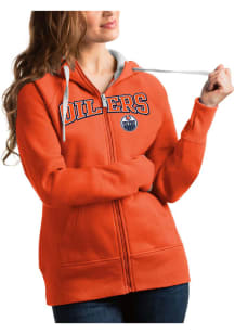 Antigua Edmonton Oilers Womens Orange Victory Full Long Sleeve Full Zip Jacket