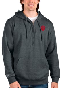 Antigua Indiana Hoosiers Mens Charcoal Action Long Sleeve 1/4 Zip Pullover