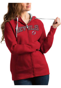 Antigua New Jersey Devils Womens Red Split Victory Long Sleeve Full Zip Jacket