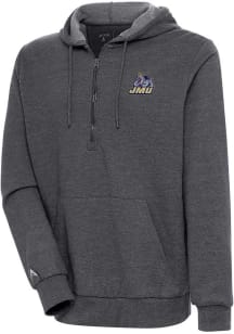 Antigua James Madison Dukes Mens Charcoal Action Long Sleeve 1/4 Zip Pullover