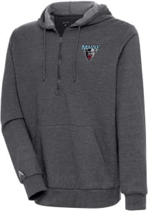 Antigua Maine Black Bears Mens Charcoal Action Long Sleeve 1/4 Zip Pullover