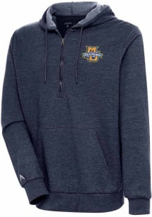 Antigua Marquette Golden Eagles Mens Navy Blue Action Long Sleeve 1/4 Zip Pullover