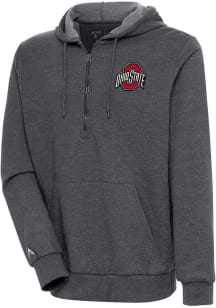 Antigua Ohio State Buckeyes Mens Charcoal Action Long Sleeve 1/4 Zip Pullover