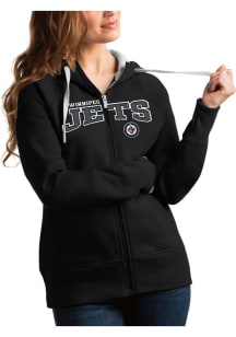 Antigua Winnipeg Jets Womens Black Victory Full Long Sleeve Full Zip Jacket