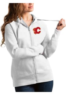 Antigua Calgary Flames Womens White Victory Long Sleeve Full Zip Jacket