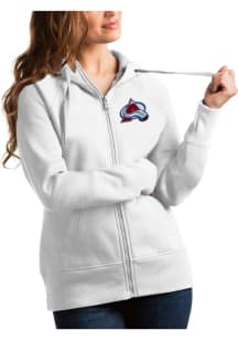 Antigua Colorado Avalanche Womens White Victory Full Long Sleeve Full Zip Jacket