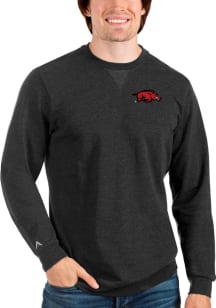 Antigua Arkansas Razorbacks Mens Black Reward Long Sleeve Crew Sweatshirt