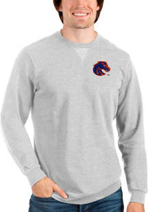 Antigua Boise State Broncos Mens Grey Reward Long Sleeve Crew Sweatshirt