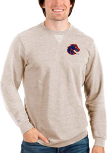 Antigua Boise State Broncos Mens Oatmeal Reward Long Sleeve Crew Sweatshirt