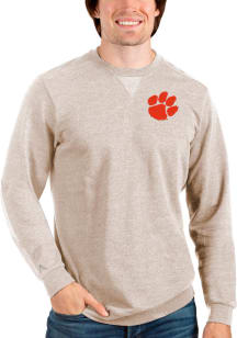 Antigua Clemson Tigers Mens Oatmeal Reward Long Sleeve Crew Sweatshirt