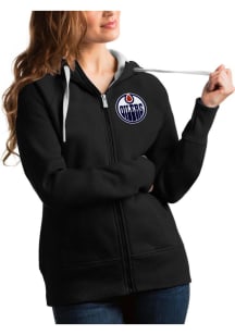 Antigua Edmonton Oilers Womens Black Victory Full Long Sleeve Full Zip Jacket